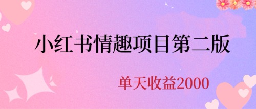 最近爆火小红书情趣项目第二版，每天2000+-启航188资源站