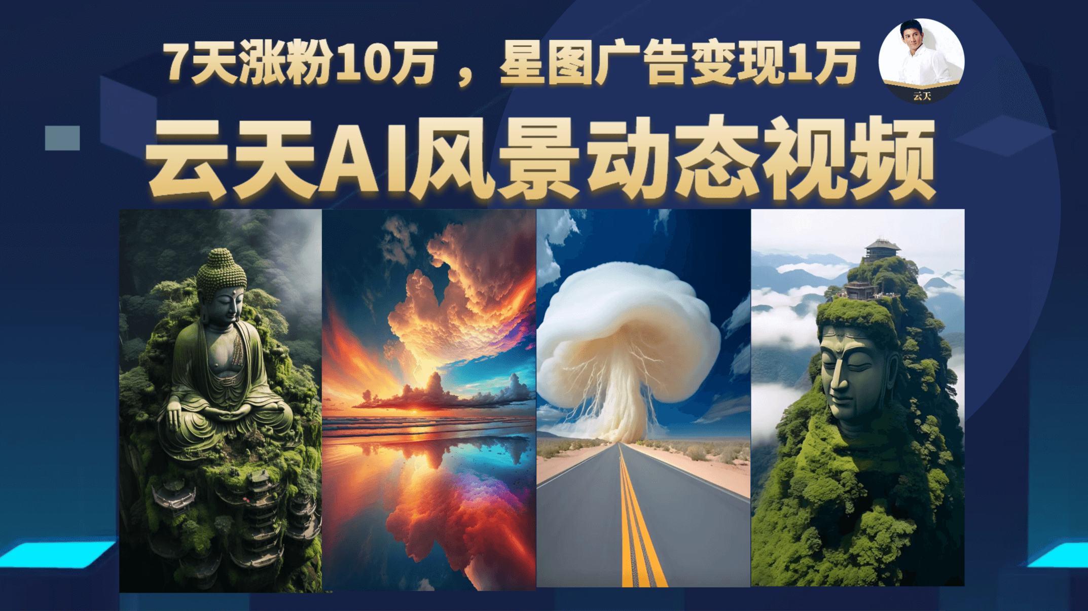 云天AI风景动图视频制作，7天涨粉10万 ，星图广告变现1万-启航188资源站