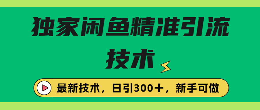 独家闲鱼引流技术，日引300＋实战玩法-启航188资源站