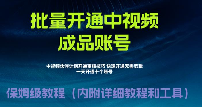 外面收费1980暴力开通中视频计划教程，附 快速通过中视频伙伴计划的办法-启航188资源站