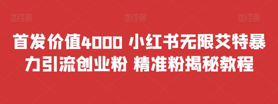 首发价值4000 小红书无限艾特暴力引流创业粉 精准粉揭秘教程-启航188资源站