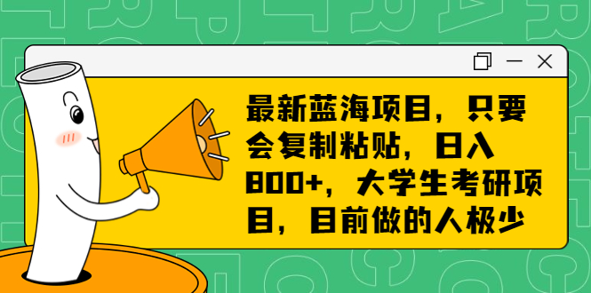 最新蓝海项目，只要会复制粘贴，日入800+，大学生考研项目，目前做的人极少-启航188资源站