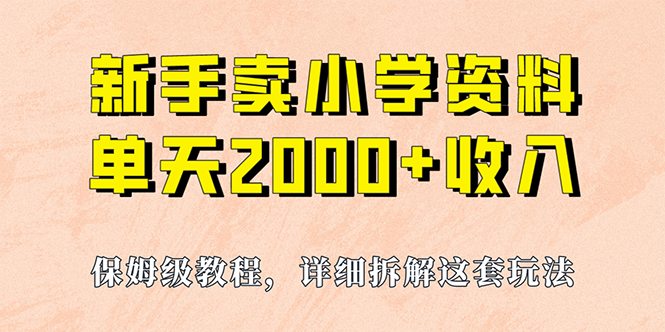 我如何通过卖小学资料，实现单天2000+，实操项目，保姆级教程+资料+工具-启航188资源站