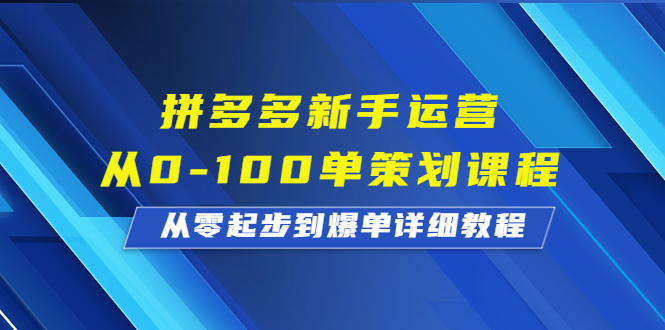 拼多多新手运营从0-100单策划课程，从零起步到爆单详细教程-启航188资源站