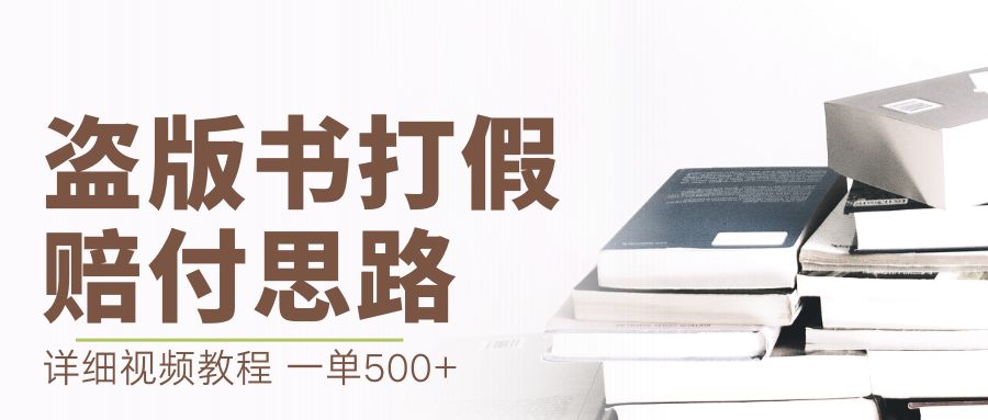 最新盗版书赔付打假项目，一单利润500+【详细玩法视频教程】-启航188资源站