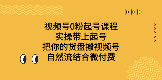 视频号0粉起号课程 实操带上起号 把你的货盘搬视频号 自然流结合微付费-启航188资源站