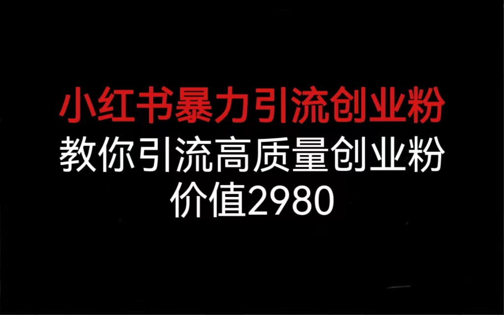 小红书暴力引流创业粉，教你引流高质量创业粉，价值2980-启航188资源站