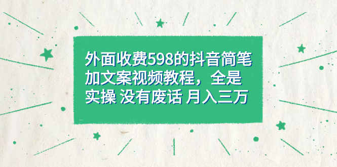 外面收费598抖音简笔加文案教程，全是实操 没有废话 月入三万（教程+资料）-启航188资源站