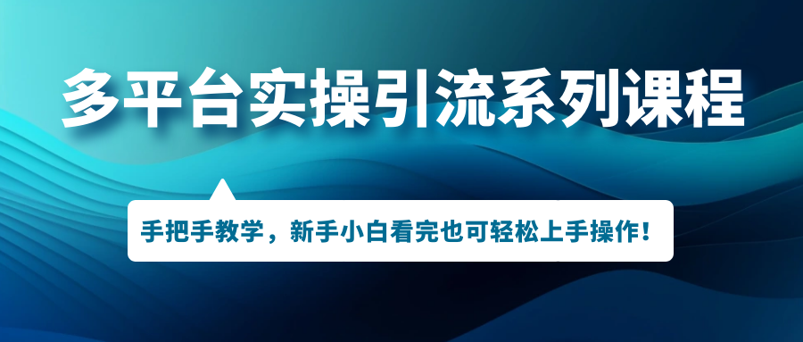 多平台实操引流系列课程，手把手教学，新手小白看完也可轻松上手引流操作！-启航188资源站