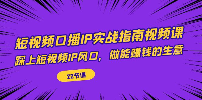 短视频口播IP实战指南视频课，踩上短视频IP风口，做能赚钱的生意（22节课）-启航188资源站