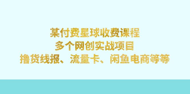 某付费星球课程：多个网创实战项目，撸货线报、流量卡、闲鱼电商等等-启航188资源站