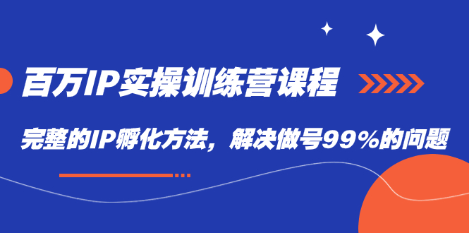 百万IP实战训练营课程，完整的IP孵化方法，解决做号99%的问题-启航188资源站