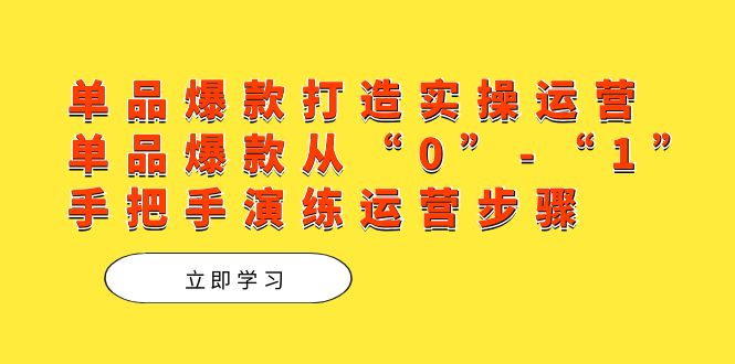 单品爆款打造实操运营，单品爆款从“0”-“1”手把手演练运营步骤-启航188资源站