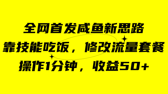 咸鱼冷门新玩法，靠“技能吃饭”，修改流量套餐，操作1分钟，收益50+-启航188资源站