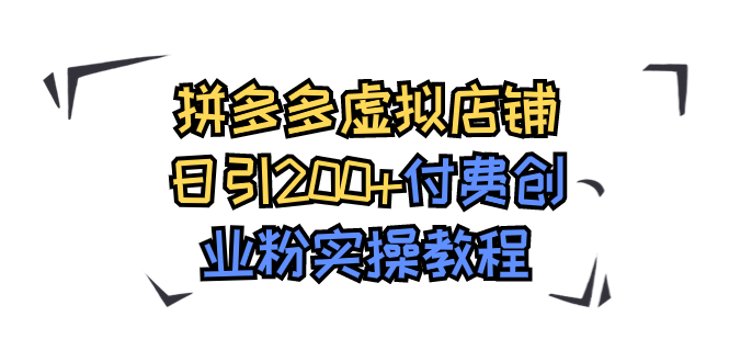 拼多多虚拟店铺日引200+付费创业粉实操教程-启航188资源站