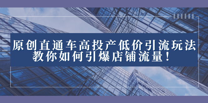 2023直通车高投产低价引流玩法，教你如何引爆店铺流量！-启航188资源站