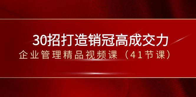 30招-打造销冠高成交力-企业管理精品视频课（41节课）-启航188资源站