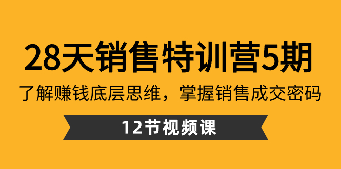 28天·销售特训营5期：了解赚钱底层思维，掌握销售成交密码（12节课）-启航188资源站