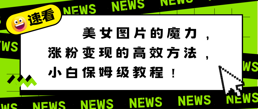 美女图片的魔力，涨粉变现的高效方法，小白保姆级教程！-启航188资源站