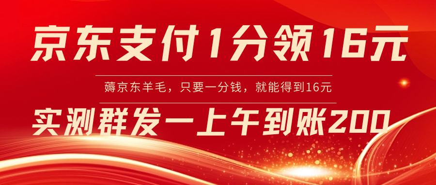 京东支付1分得16元实操到账200-启航188资源站