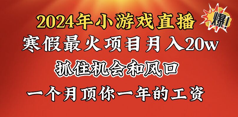 2024年寒假爆火项目，小游戏直播月入20w+，学会了之后你将翻身-启航188资源站