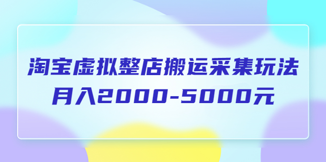 （5931期）淘宝虚拟整店搬运采集玩法分享课：月入2000-5000元（5节课）-启航188资源站