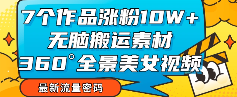 7个作品涨粉10W+，无脑搬运素材，全景美女视频爆款玩法分享【揭秘】-启航188资源站