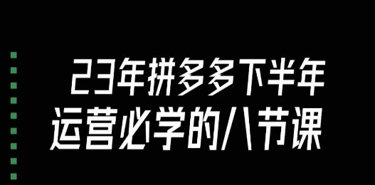 大牙·23年下半年拼多多运营必学的八节课（18节完整）-启航188资源站