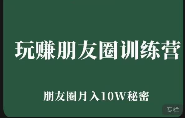 玩赚朋友圈系统课，朋友圈月入10W的秘密，​7天系统图文课程-启航188资源站