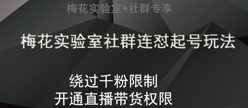 梅花实验室社群连怼起号玩法，视频号绕过千粉限制，开通直播带货权限【揭秘】-启航188资源站