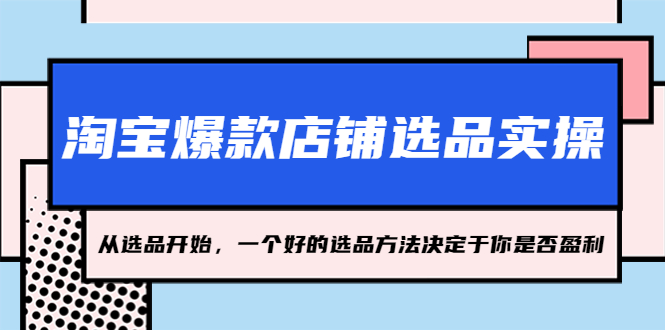 （5240期）淘宝爆款店铺选品实操，2023从选品开始，一个好的选品方法决定于你是否盈利-启航188资源站