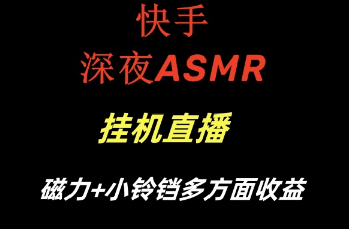 快手深夜性感ASMR挂机直播，磁力+小铃铛收益（附带工具和5G素材）-启航188资源站