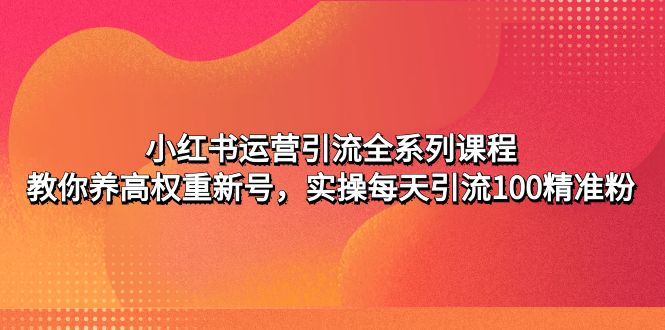 （4950期）小红书运营引流全系列课程：教你养高权重新号，实操每天引流100精准粉-启航188资源站