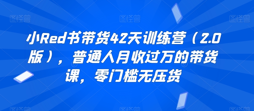 小Red书带货42天训练营（2.0版），普通人月收过万的带货课，零门槛无压货-启航188资源站