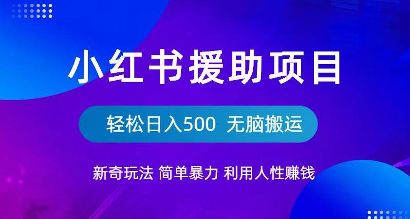 小红书援助项目新奇玩法，简单暴力，无脑搬运轻松日入500【揭秘】-启航188资源站