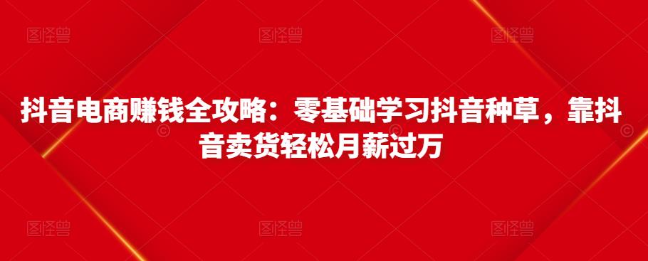 抖音电商赚钱全攻略：零基础学习抖音种草，靠抖音卖货轻松月薪过万-启航188资源站