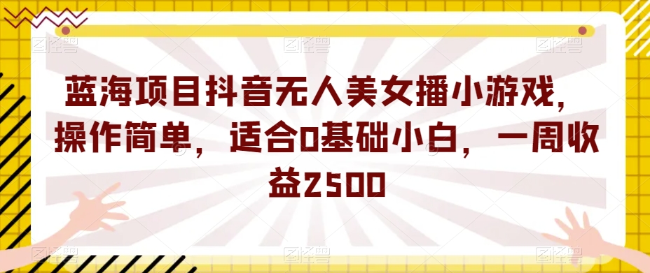 蓝海项目抖音无人美女播小游戏，操作简单，适合0基础小白，一周收益2500【揭秘】-启航188资源站