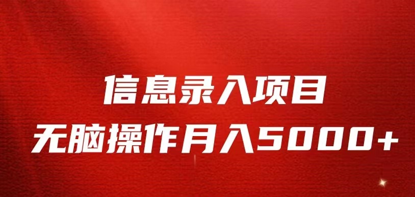 信息录入返佣项目，小白无脑复制粘贴，月入5K+-启航188资源站