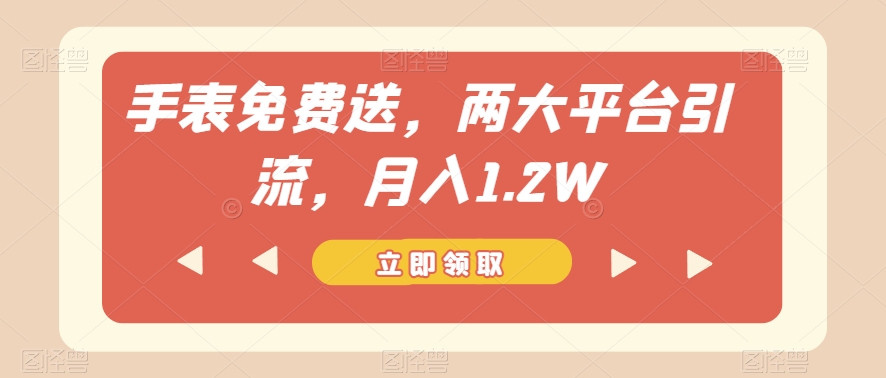 手表免费送，两大平台引流，月入1.2W【揭秘】-启航188资源站