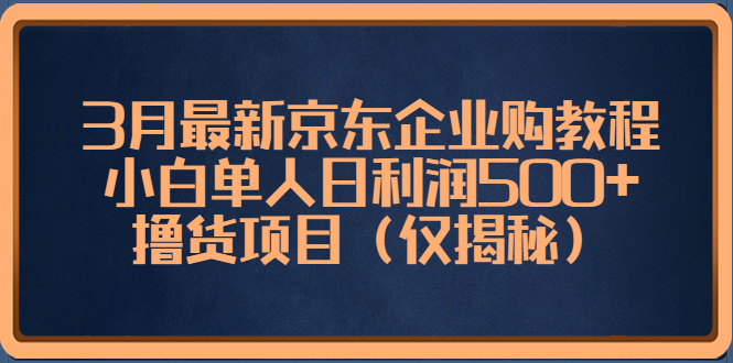 （5277期）3月最新京东企业购教程，小白单人日利润500+撸货项目（仅揭秘）-启航188资源站