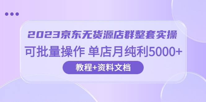 （6223期）2023京东-无货源店群整套实操 可批量操作 单店月纯利5000+63节课+资料文档-启航188资源站