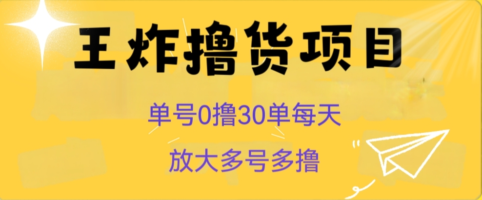 王炸撸货项目，单号0撸30单每天，多号多撸【揭秘】-启航188资源站