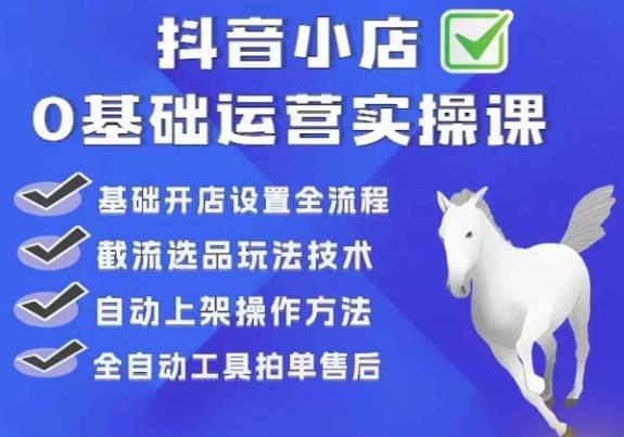 白马电商·0基础抖店运营实操课，基础开店设置全流程，截流选品玩法技术-启航188资源站