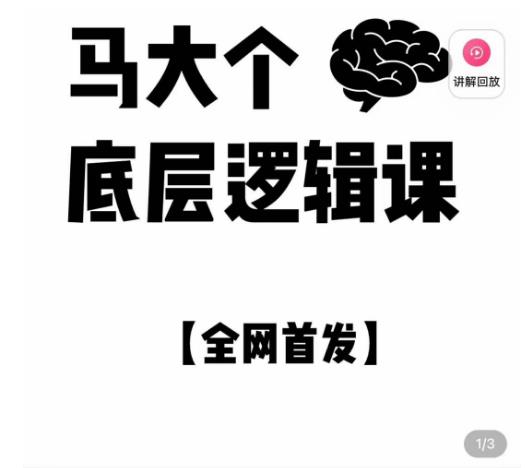 马大个·底层逻辑课，51节底层逻辑智慧课-价值1980元-启航188资源站