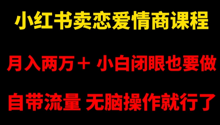 小红书卖恋爱情商课程，月入两万＋，小白闭眼也要做，自带流量，无脑操作就行了【揭秘】-启航188资源站