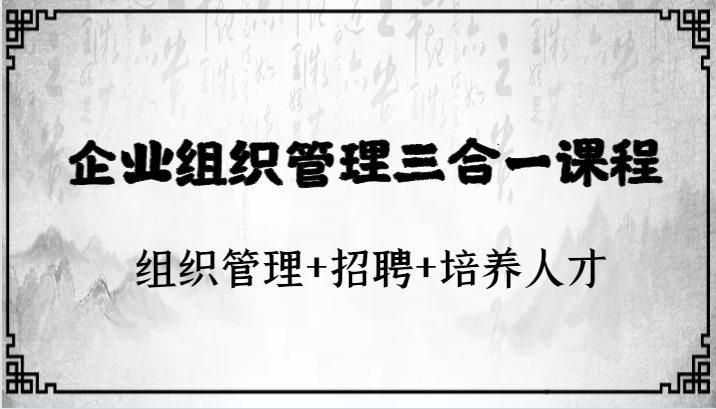 企业组织管理三合一课程：组织管理+招聘+培养人才-启航188资源站