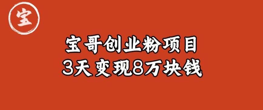 宝哥IP图文创业粉引流项目实战分享：单个账号3天涨粉1万，变现8万块钱（图文教程）【揭秘】-启航188资源站