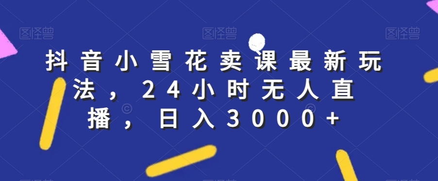 抖音小雪花卖课最新玩法，24小时无人直播，日入3000+【揭秘】-启航188资源站