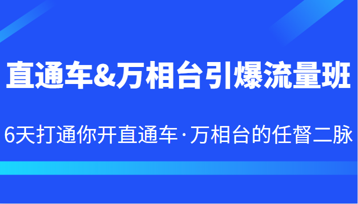 直通车&万相台引爆流量班 6天打通你开直通车·万相台的任督二脉-启航188资源站