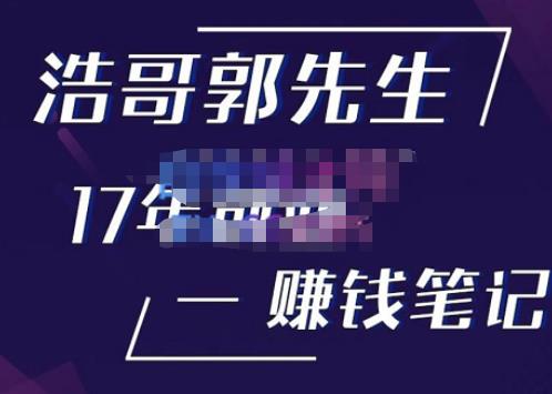 浩哥郭先生17年创业赚米笔记，打开你对很多东西的认知，让你知道原来赚钱或创业不单单是发力就行-启航188资源站